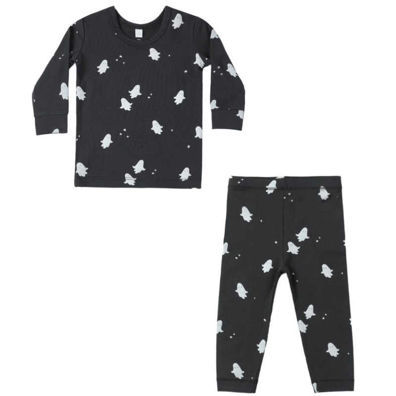 Quincy Mae - Ghost Bamboo Pajama Set in Black