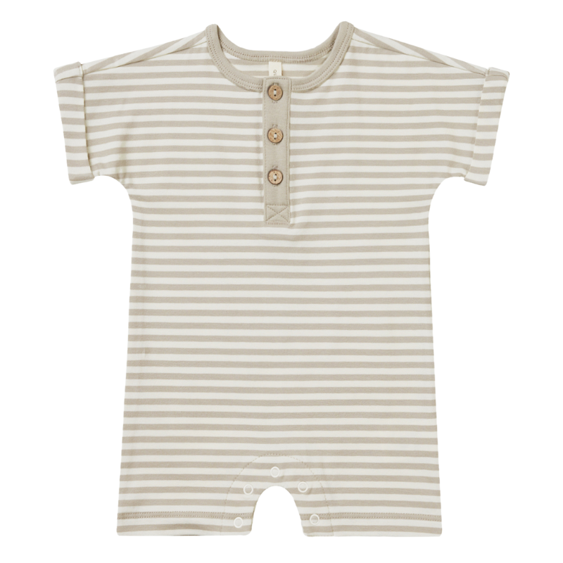 Quincy Mae - Short Sleeve One-Piece in Ash Stripe