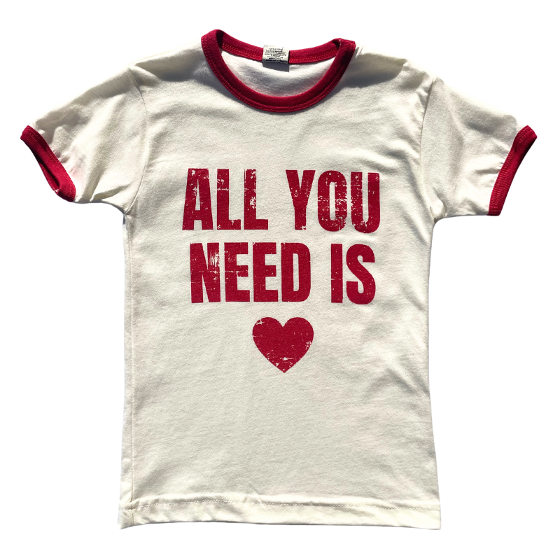 All you need is love kids ringer tshirt in cream