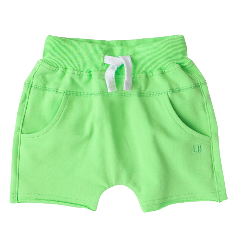 Little Bipsy - Raw Edge Harem Shorts in Electric Green (2/3)
