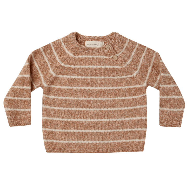 Quincy Mae - Ace Knit Sweater in Cinnamon Stripe (12-18mo)