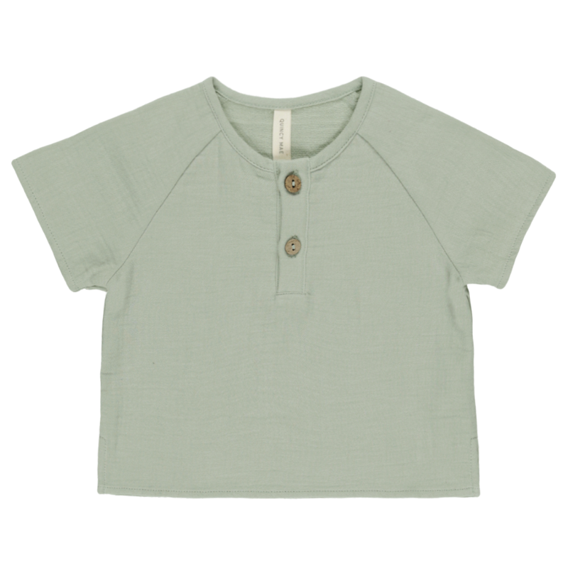 Quincy Mae - Short Sleeve Zion Shirt in Sage (6-12mo and 12-18mo)
