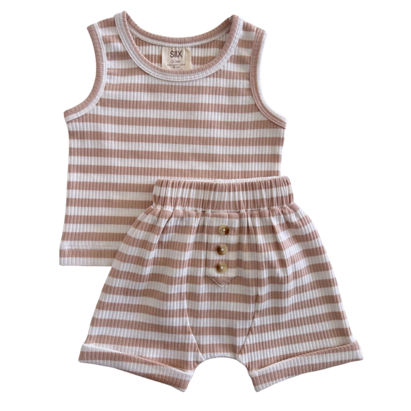 SIIX organic baby stripes tank shorts set