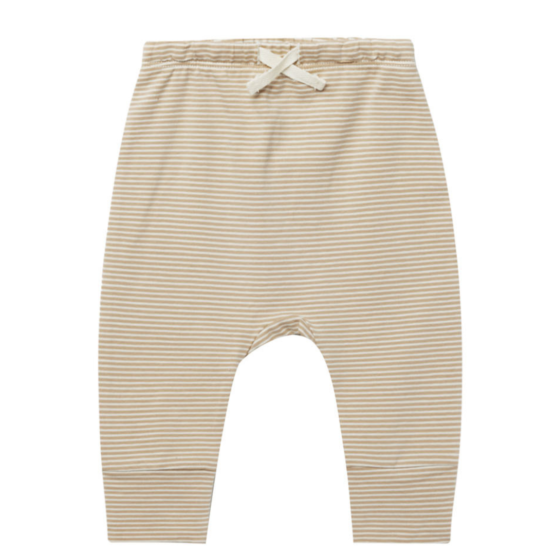 Quincy Mae - Baby Drawstring Latte Micro Stripe (18-24mo)