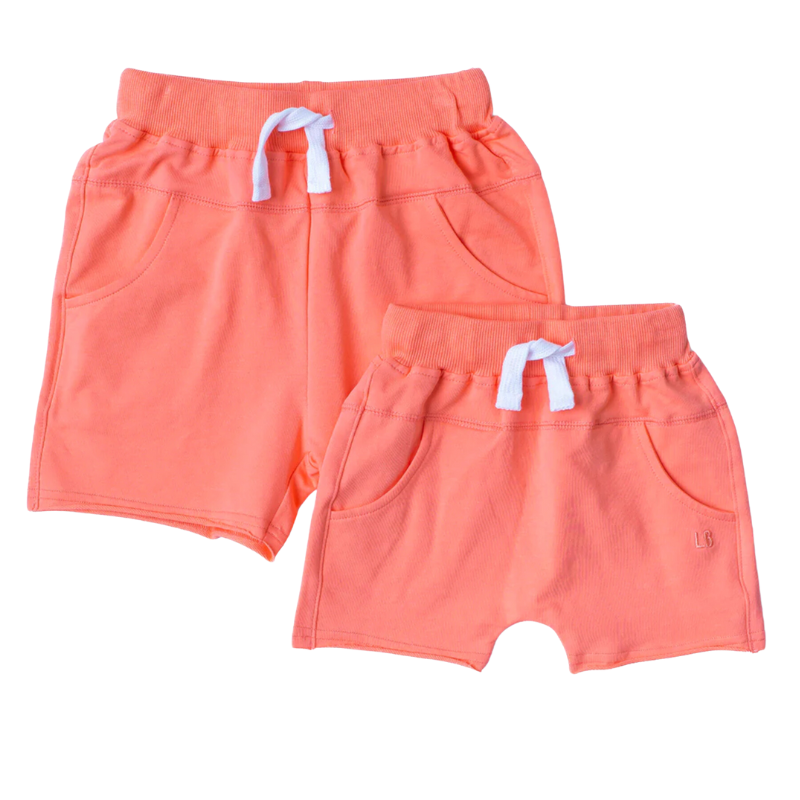 Little Bipsy - Raw Edge Harem Shorts in Electric Pink (3/4 and 5/6)