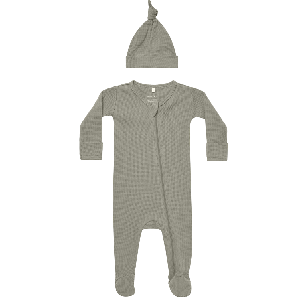 Quincy Mae - Waffle Infant Sleep Set in Basil