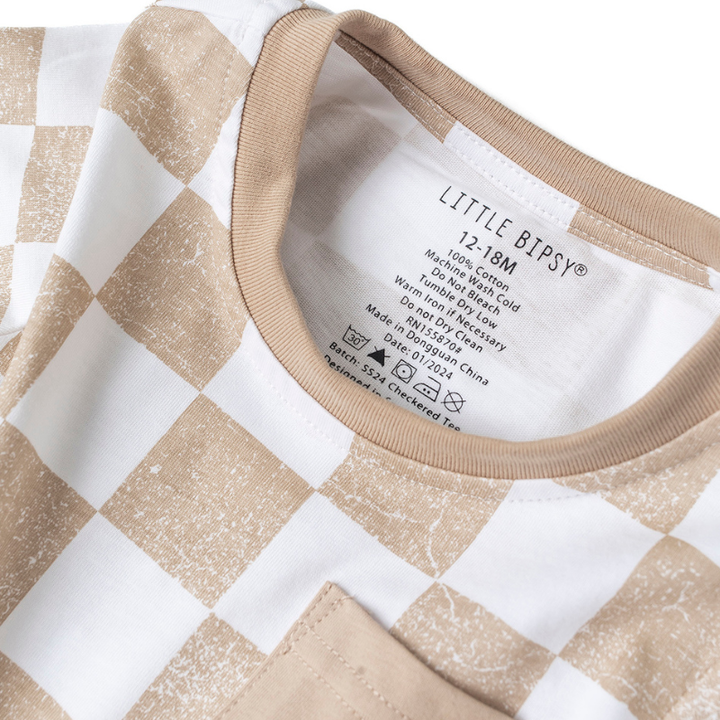 Little Bipsy - Checkered Tee in Beige (3/4)