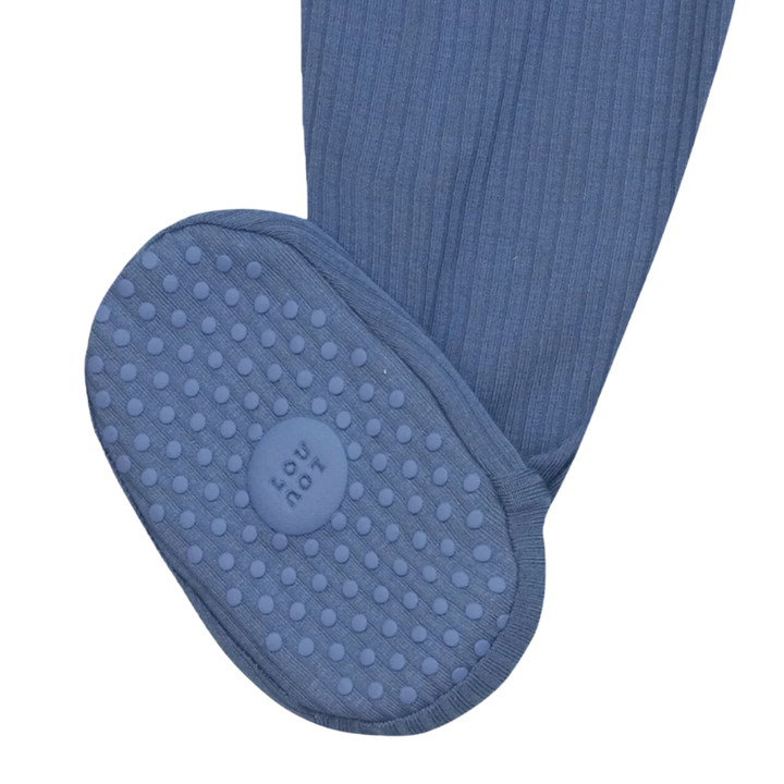 Lou Lou & Co - Harrison Ribbed Zipper Footies in Blue (12-24mo)