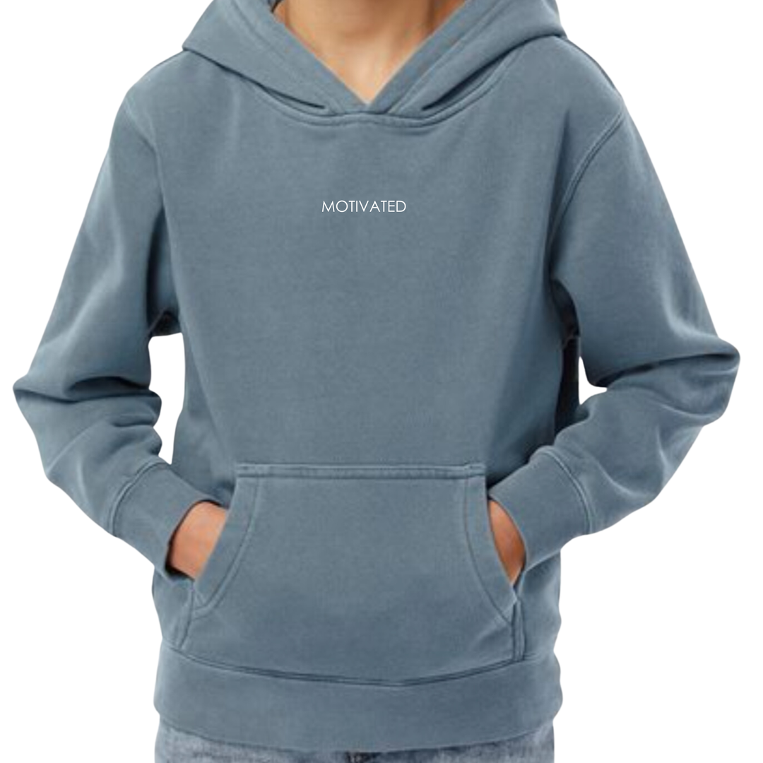Roman & Leo - Boys MOTIVATED Pigment Dyed Hoodie in Slate