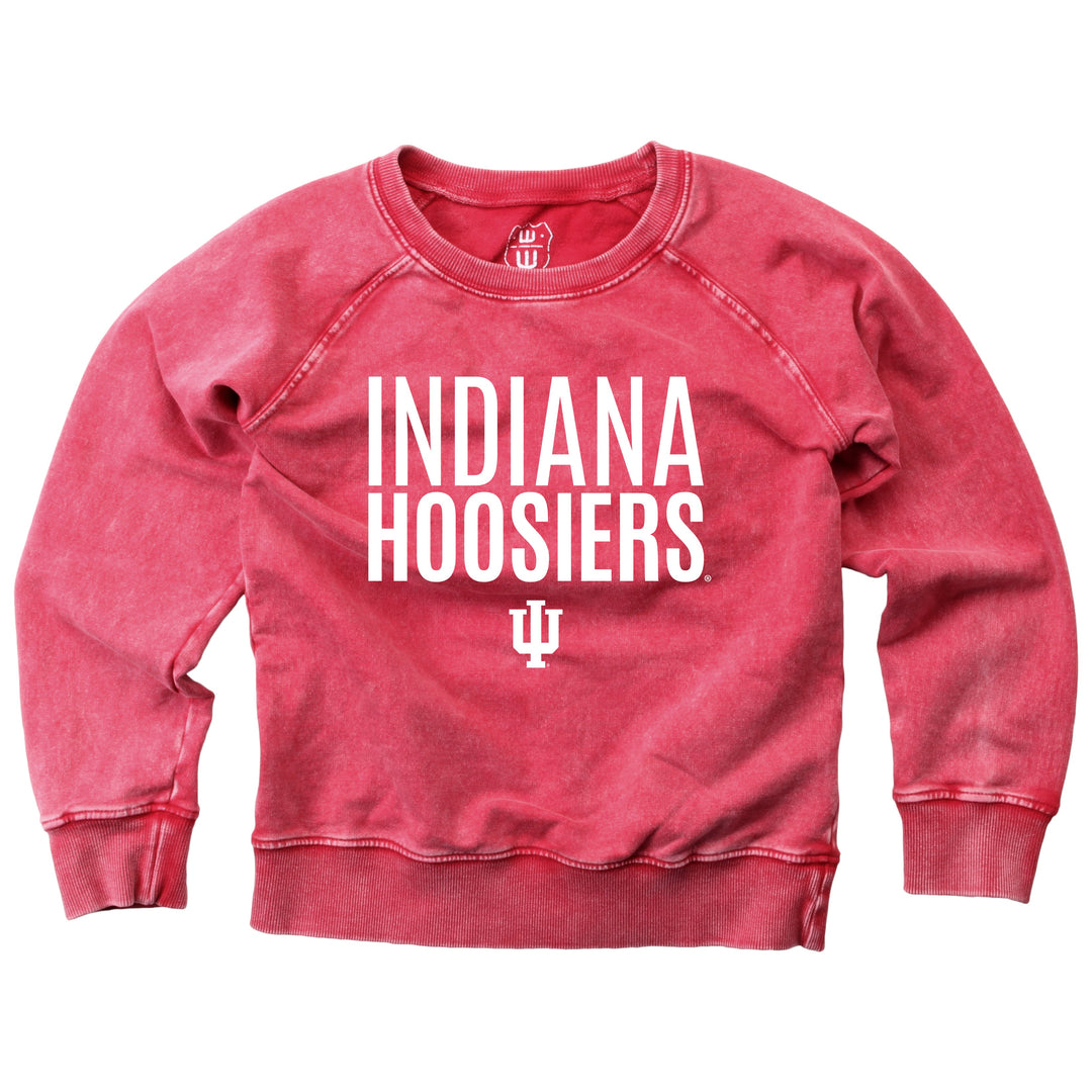 Indiana University Faded Wash Crewneck Sweatshirt in Red (3T)