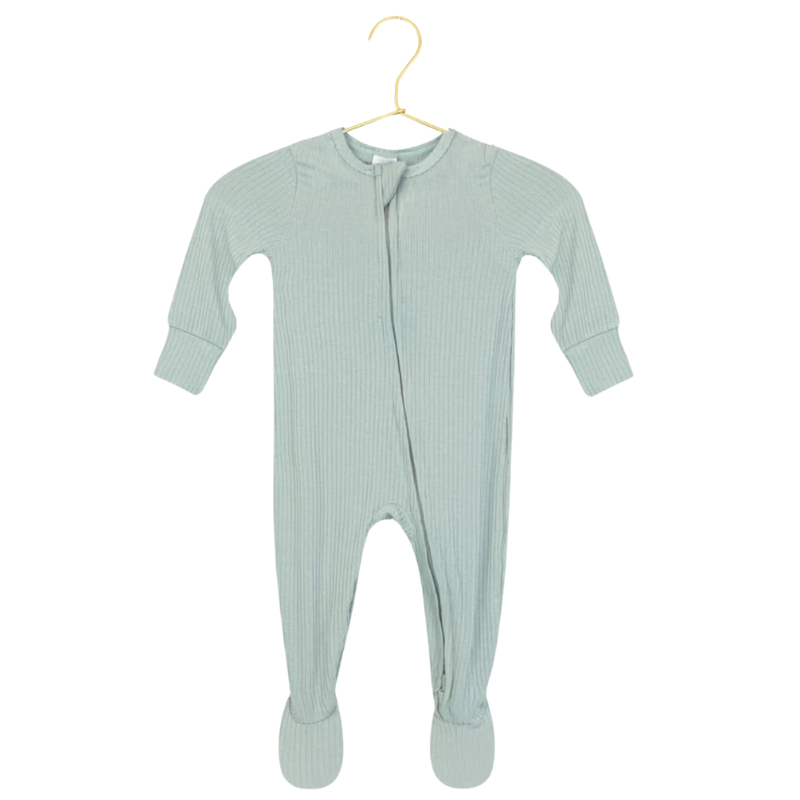 Lou Lou & Co - Bailey Ribbed Zipper Footies in Mint (12-24mo)