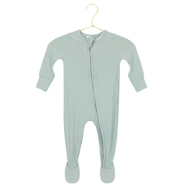 Lou Lou & Co - Bailey Ribbed Zipper Footies in Mint (12-24mo)
