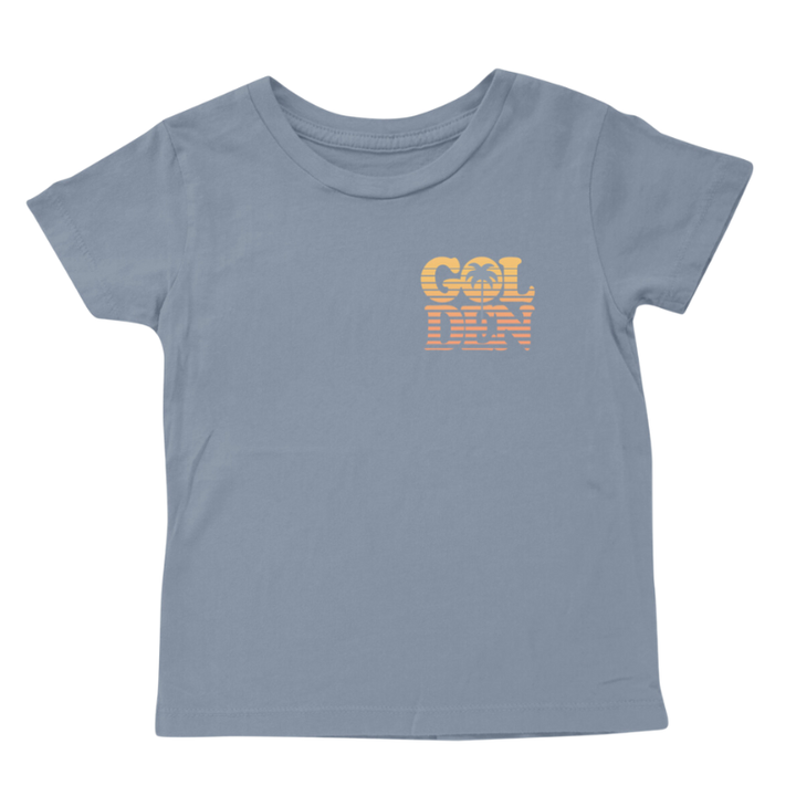Tiny Whales - GOLDEN (front/back graphic) Tee in Faded Navy (2T and 8)