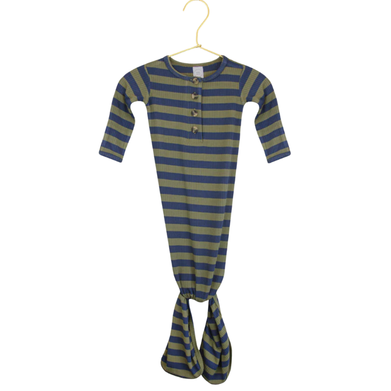 Lou Lou & Co - Infant Rome Knotted Gown in Navy/Green Stripes