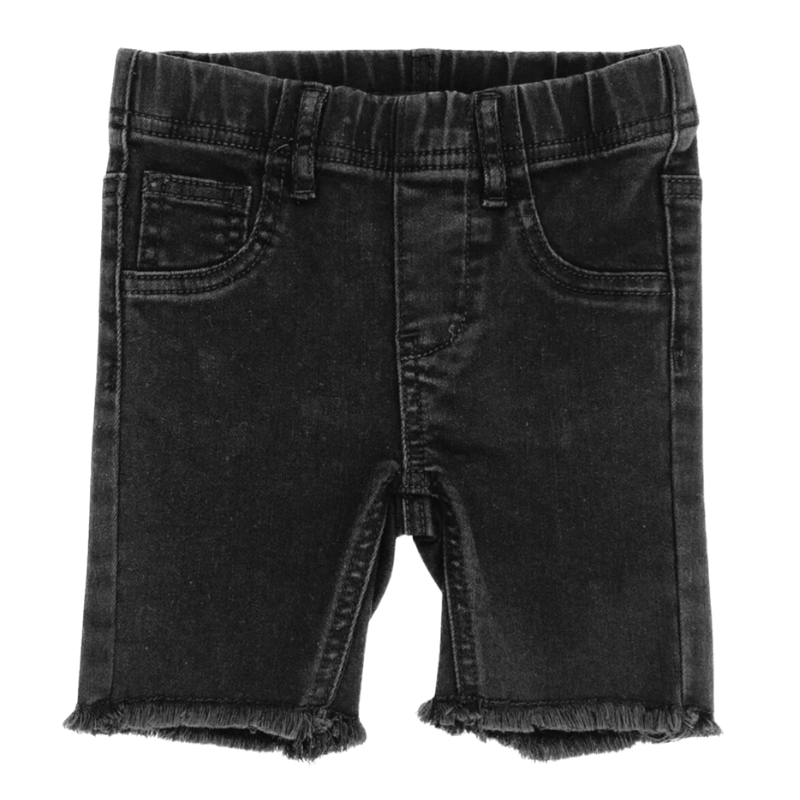 Lenox James - Cut-Off Denim Shorts in Black