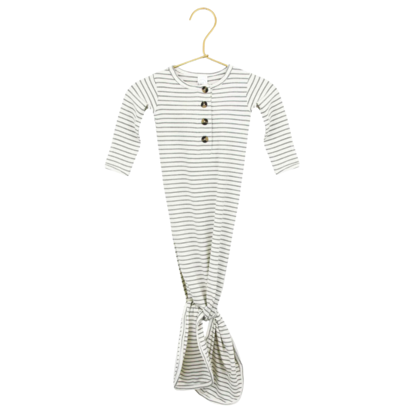 Lou Lou & Co - Infant Taylor Knotted Gown in White/Black Stripes