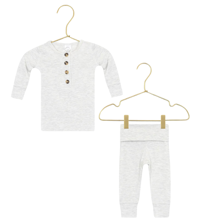 Lou Lou & Co - Infant Asher Top + Bottom Set in Light Heather Grey
