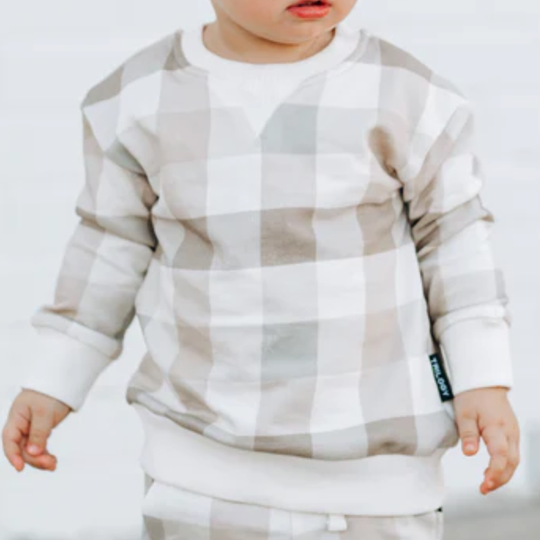 Trilogy Design Co - Neutral Plaid Pullover in Taupe