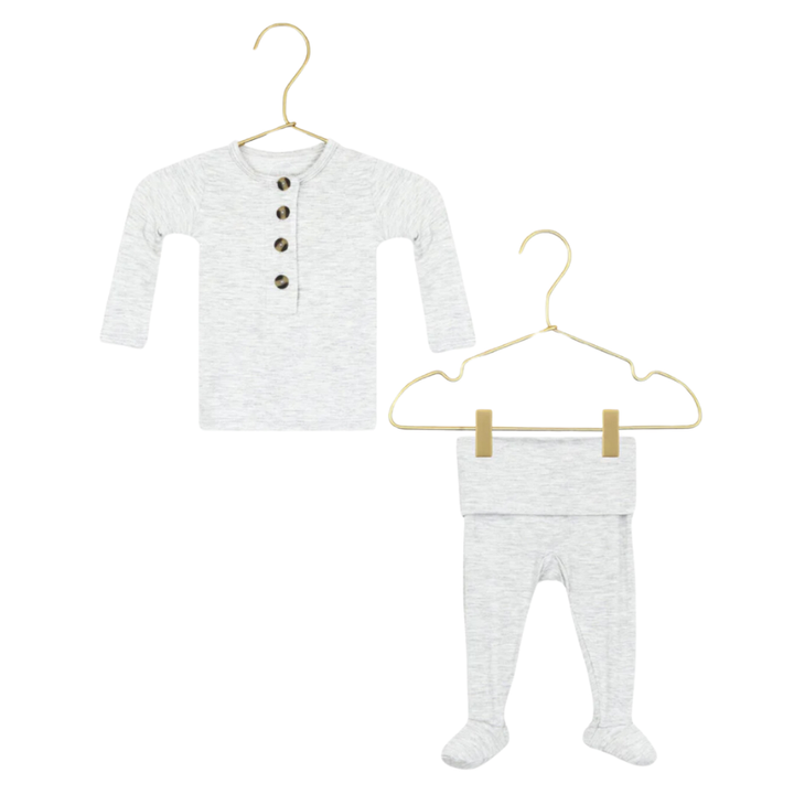Lou Lou & Co - Infant Asher Top + Bottom Set in Light Heather Grey