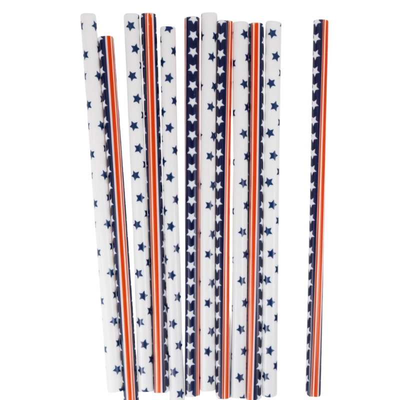 Classic Stars and Stripes Reusable Straws - Set of 12