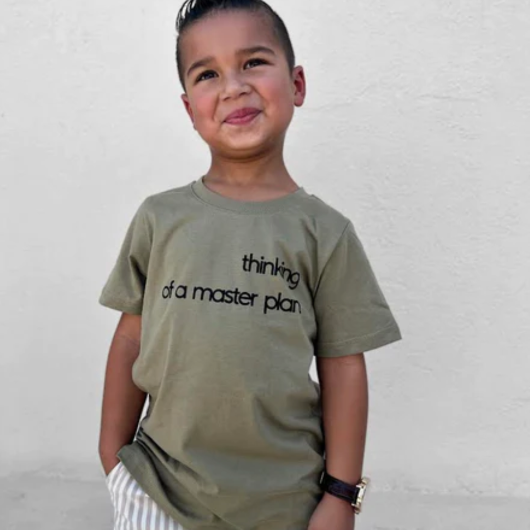 trilogy design co thinking of a master plan kids tee