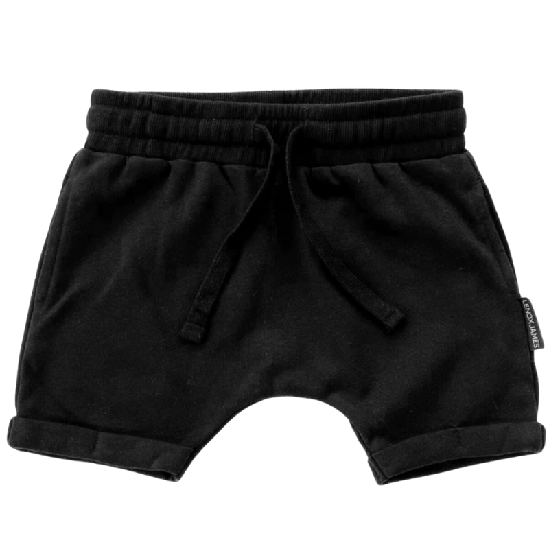 Lenox James - French Terry Harem Shorts in Black (6-12mo, 5T, and 6)