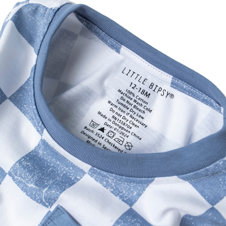 Little Bipsy - Checkered Tee in Sky Blue