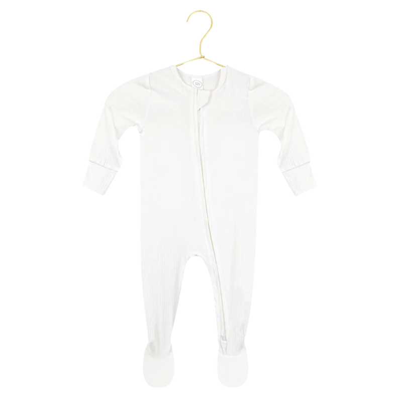Lou Lou & Co - Wren Ribbed Zipper Footies in Ivory