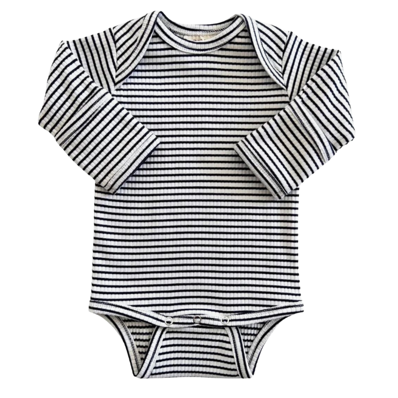 SIIX - Organic Ribbed Long Sleeve Onesie in Black Stripes – Roman