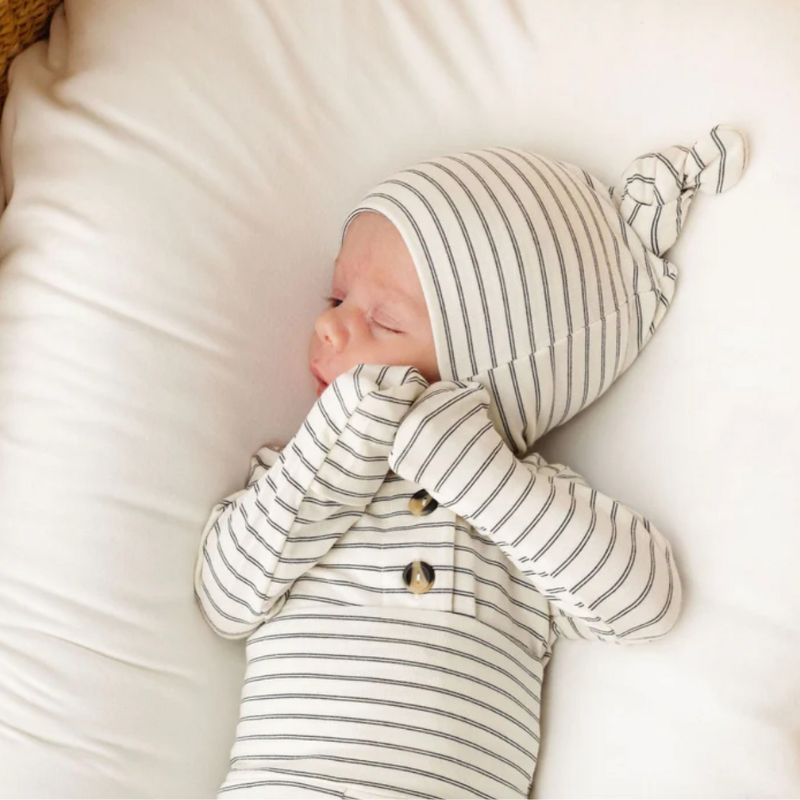Lou Lou & Co - Infant Taylor Knotted Hat in White/Black Stripes