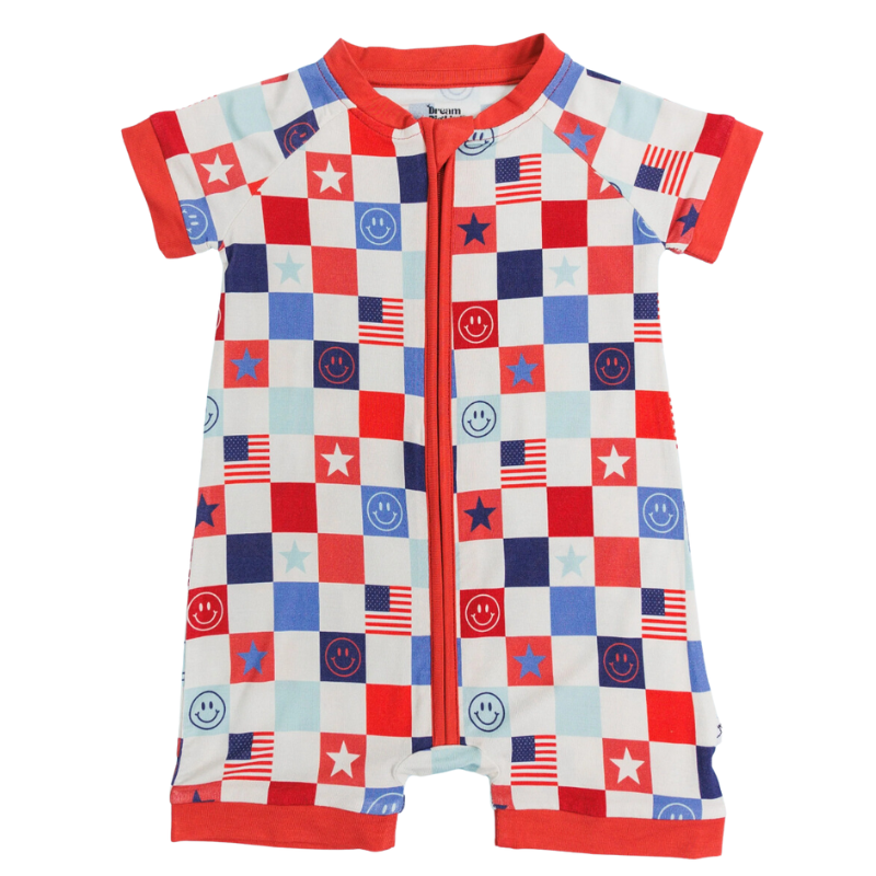 Dream Big Little Co red white and blue baby romper