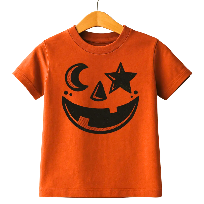 The Wishing Elephant - Retro Jack-o-Lantern Tee in Pumpkin