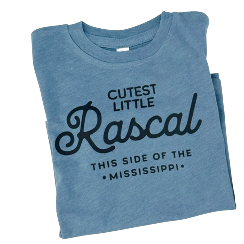 The Wishing Elephant - Cutest Little Rascal Tee in Washed Denim Blue
