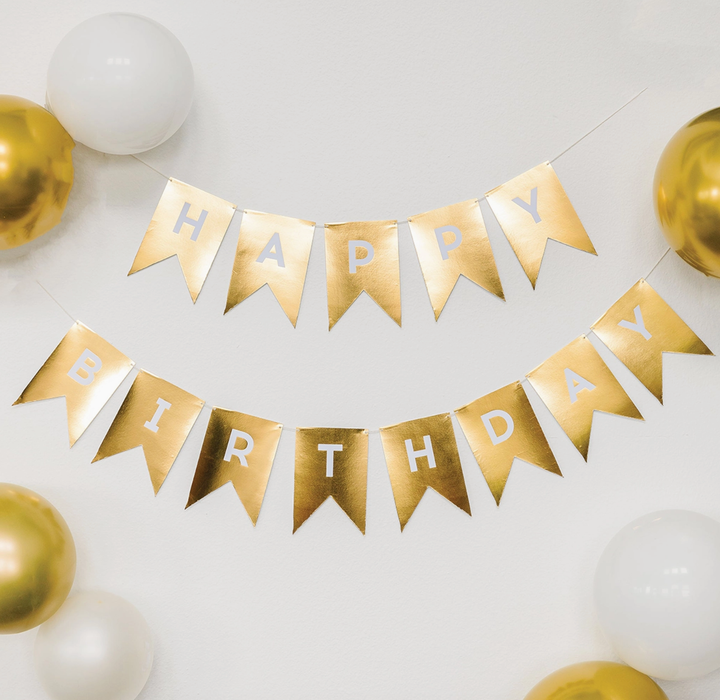 Gold Happy Birthday Banner