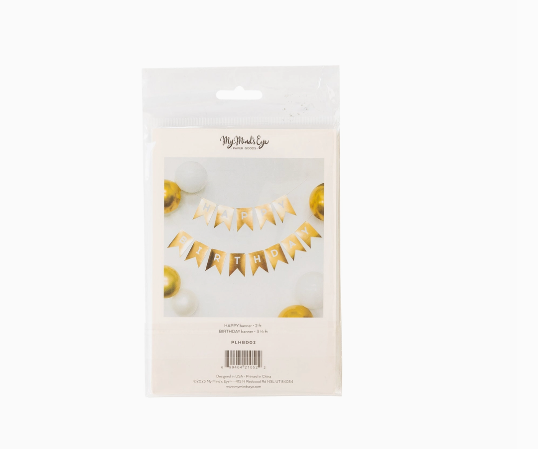 Gold basic Happy Birthday Banner back