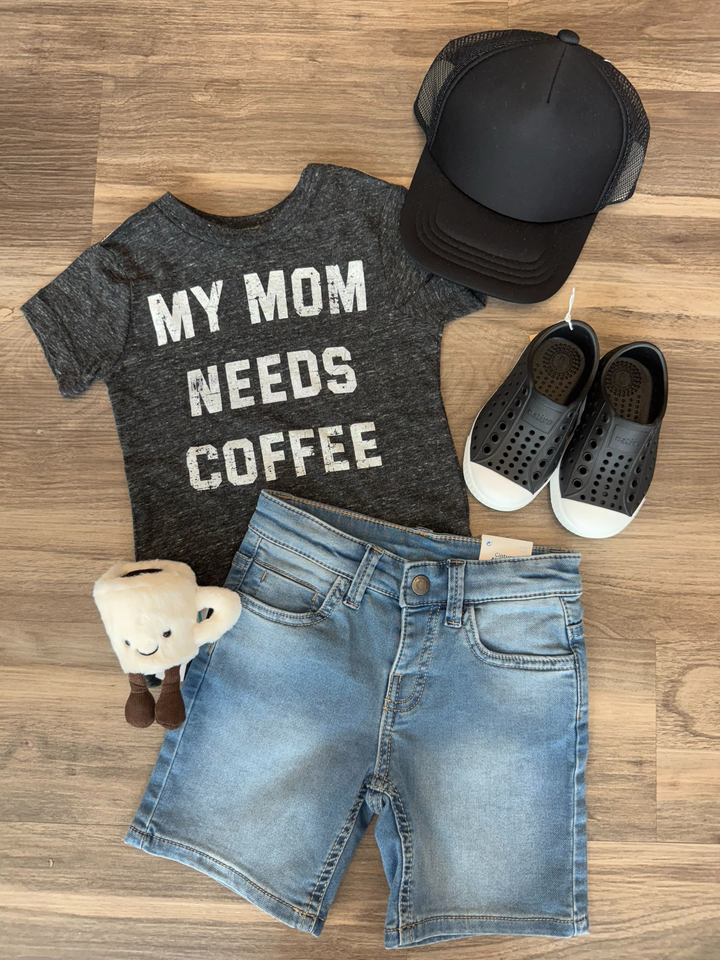 SILAS - My Mom Needs Coffee Tee in Charcoal