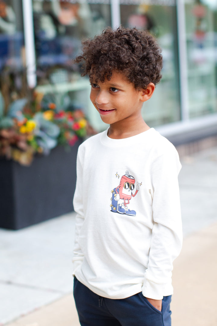 Tiny Whales - 'Stay Fresh' LS Tee in Natural (front/back graphic)