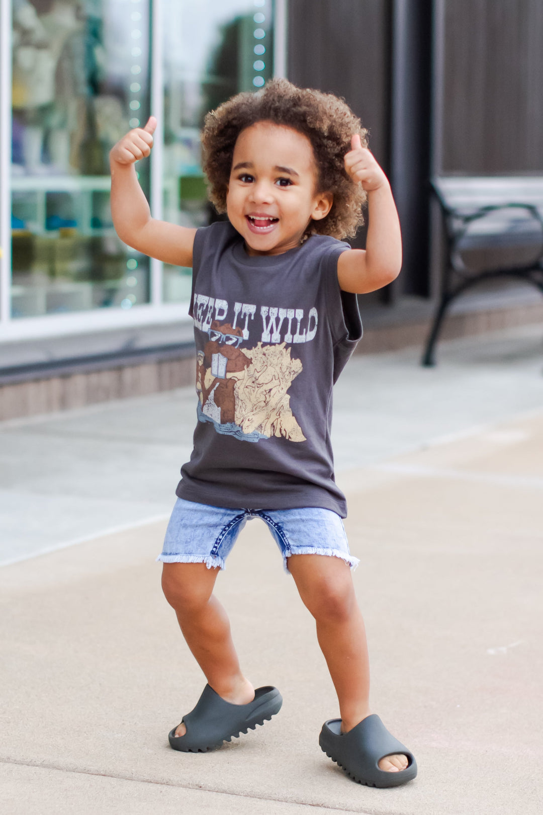 Tiny Whales - Keep It Wild Muscle Tee in Vintage Black