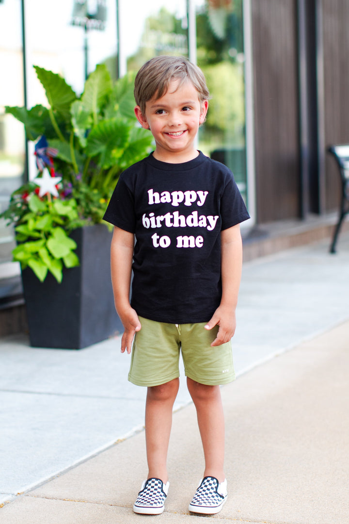 Benny & Ray -  Happy Birthday to Me Baby Tee in Black