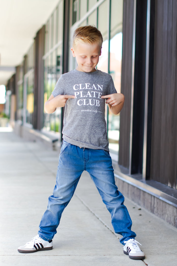 SILAS - Clean Plate Club Kids T-Shirt in Heather Grey