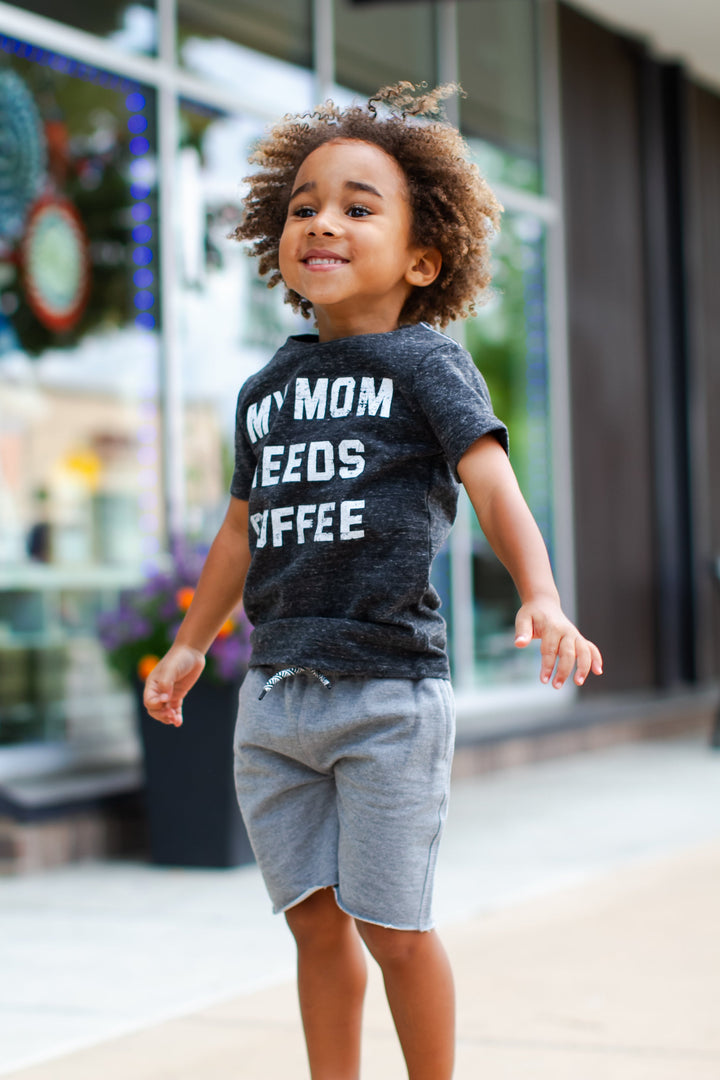 SILAS - My Mom Needs Coffee Tee in Charcoal