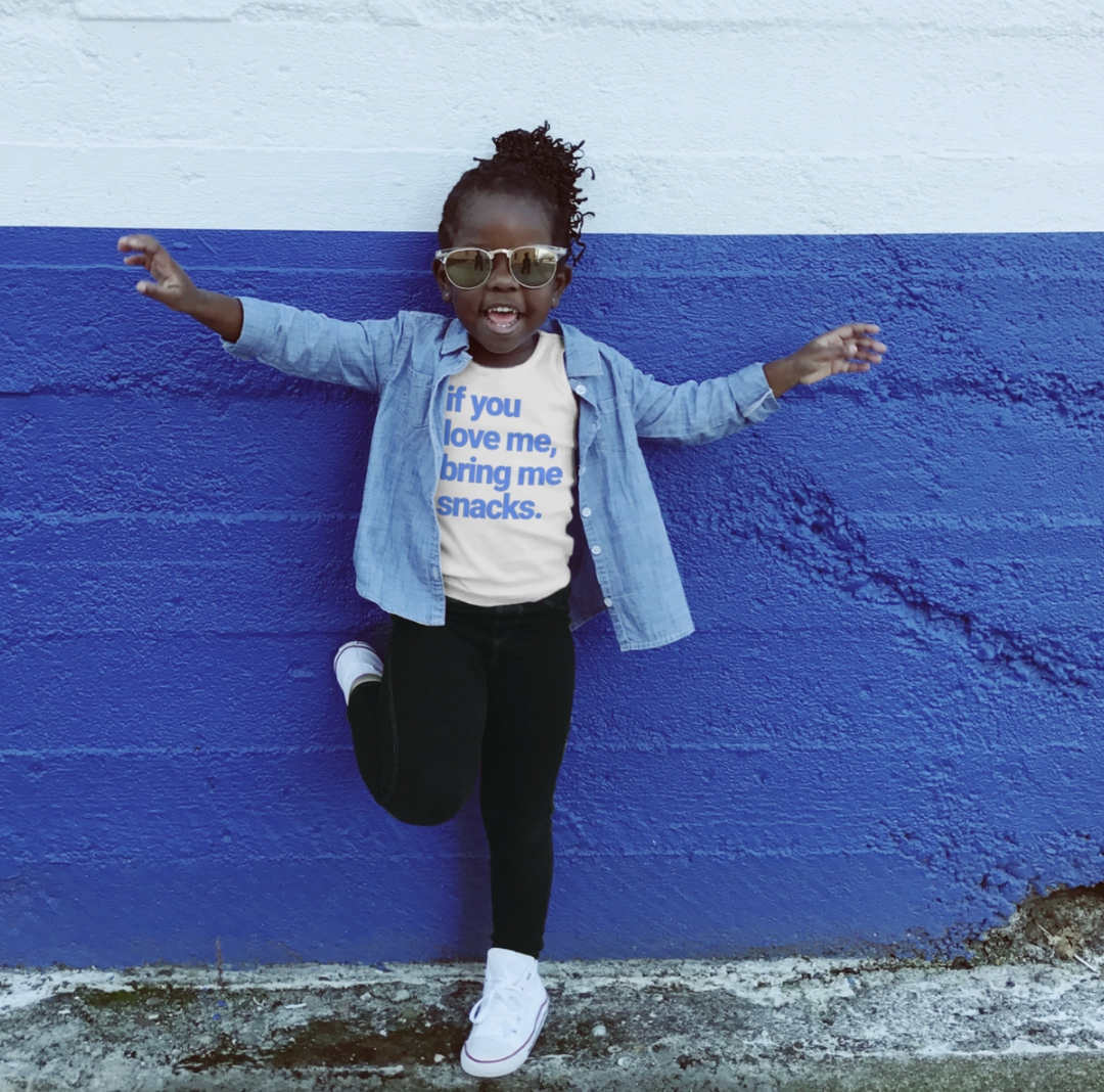If You Love me bring me snack kids tee natural