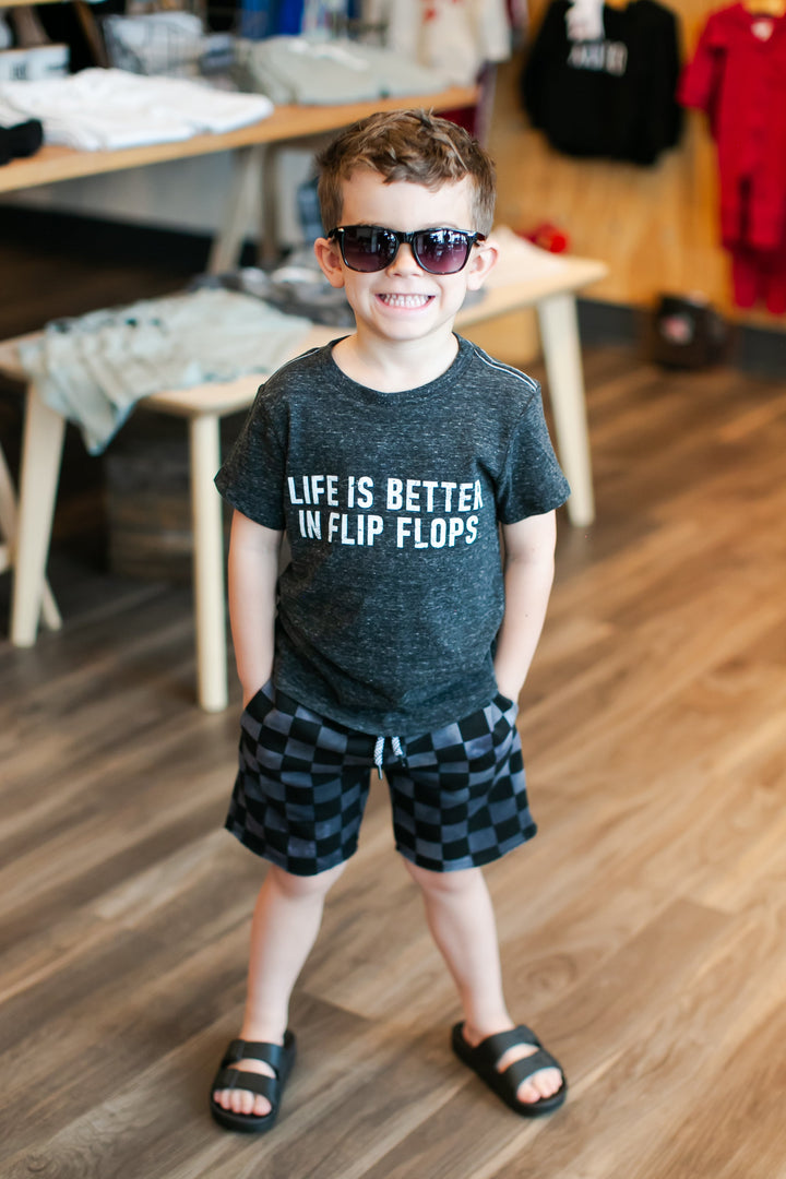 SILAS - Life is Better in Flip Flops Tee in Charcoal