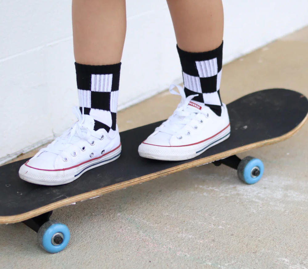 Kickin It Up kids socks black and white checks