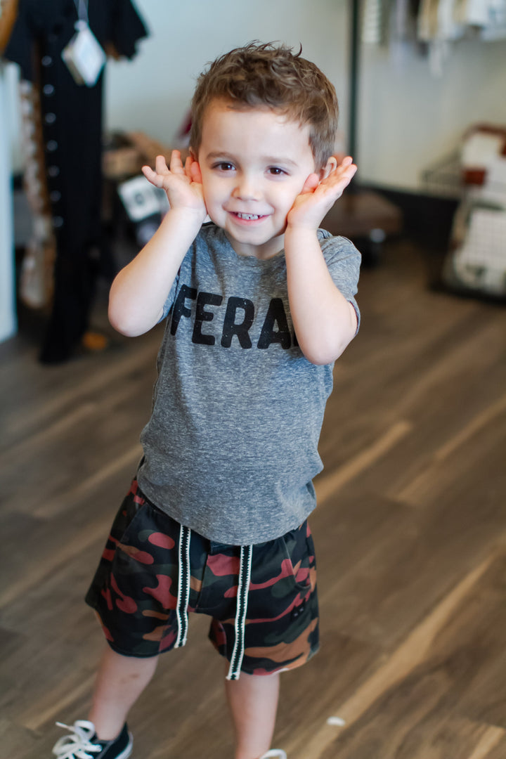 Kids FERAL tee in heather grey