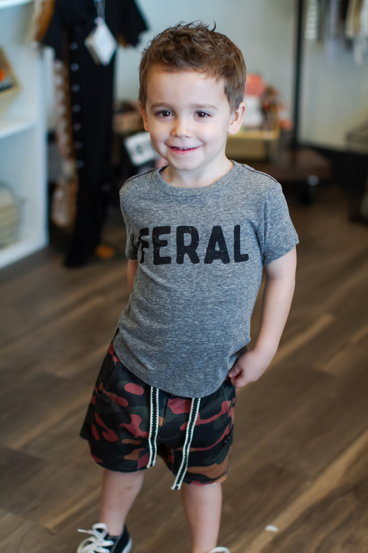 Kids FERAL tshirt in heather grey