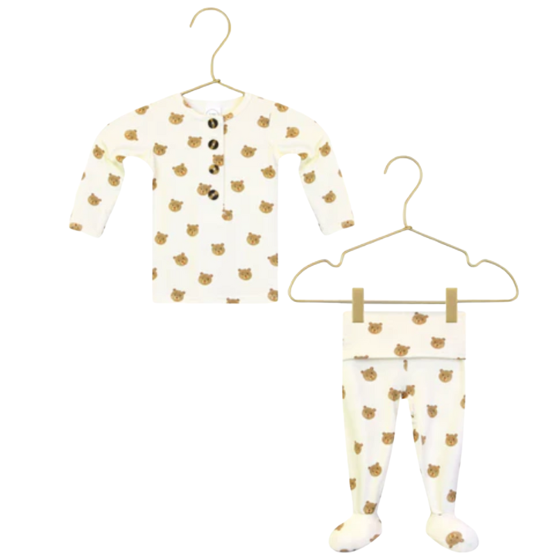 Lou Lou & Co Teddy baby top and bottom set with feet