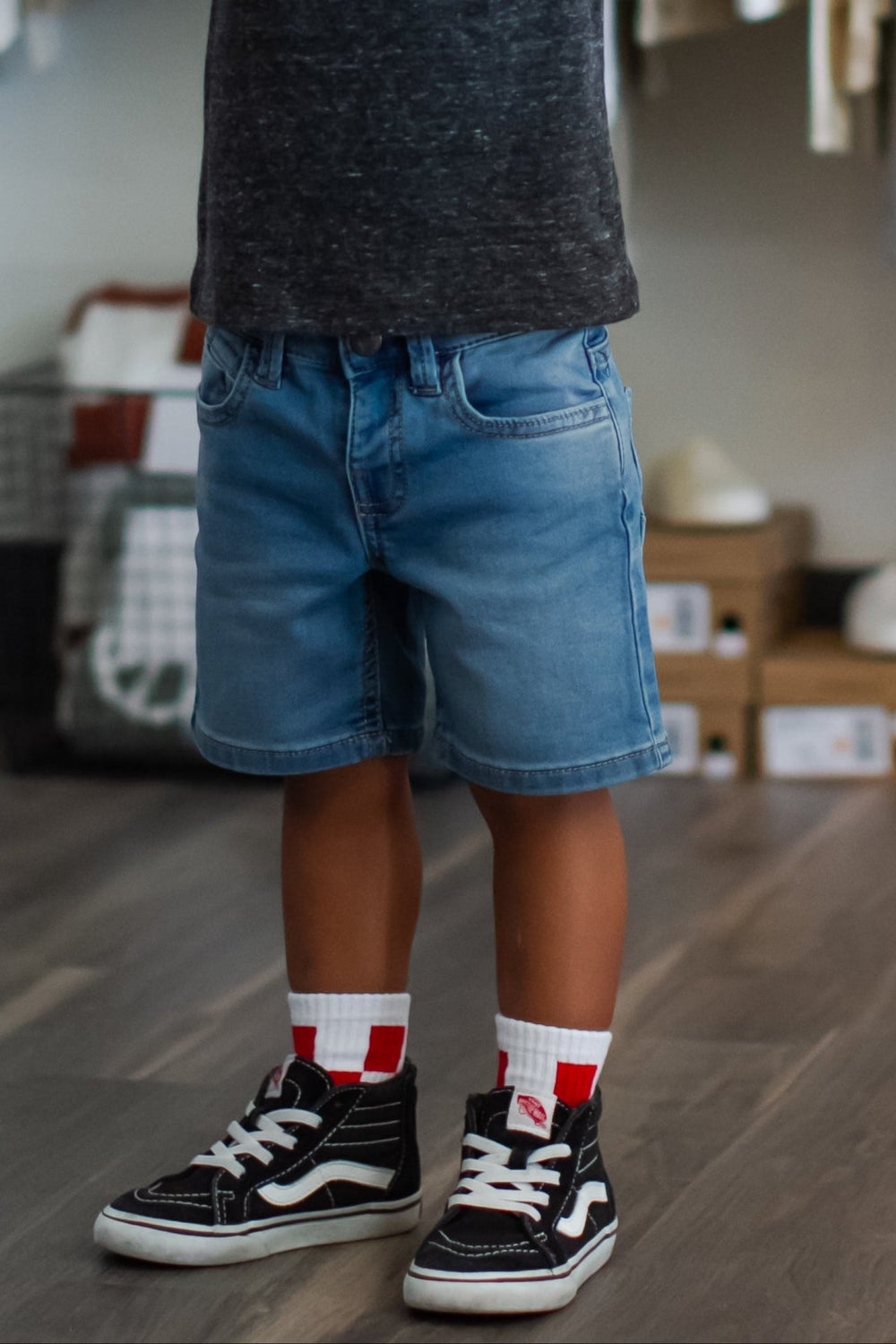 Mayoral boys denim shorts in medim blue