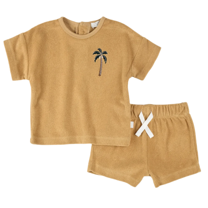 Petit Lem Sahara Sun Terry SHort Set in Gold