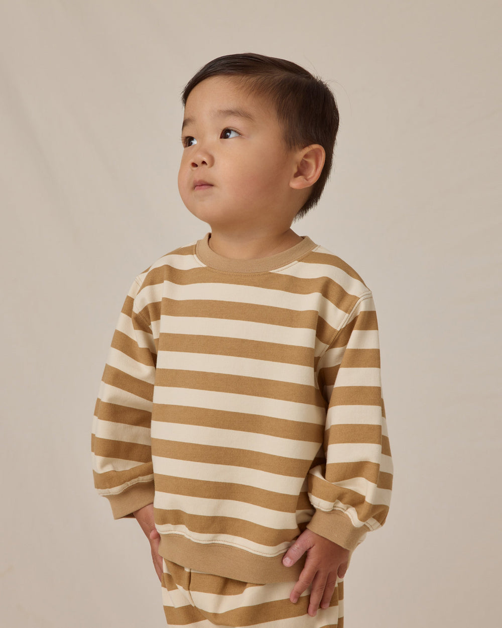 Quincy Mae Gold Stripes sweatshirt on kid
